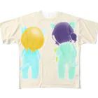 しおねのおえかき屋さん。のなかよしニャンコ。 All-Over Print T-Shirt