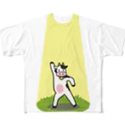 nikokita7のDancing Cow フルグラフィックTシャツ