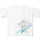 JunKomのHands Up! 籠球侍 BASKETBALL SAMURAI 挑 try（Silver×Blue） All-Over Print T-Shirt