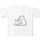 ふわきゅっとのふわふわシロクマ親子 All-Over Print T-Shirt