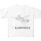 ヘシコヤン本舗のkamonegi モノクロ フルグラフィックTシャツ