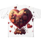 LalaDesign-shopのハートの飛行船「ハートフロート (Heartfloat)」 All-Over Print T-Shirt