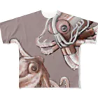 手描 DESIGN Labのタコvsメカタコ All-Over Print T-Shirt