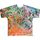 Onmusubiartshopの泳ぐ色彩ロゴマーク入り All-Over Print T-Shirt
