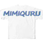  #satisfyingのMIMIQURU ミミキュル　ブルー夏文字 フルグラフィックTシャツ