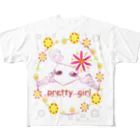 JapaneseArt Yui Shopのpretty girl フルグラフィックTシャツ