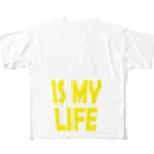 のんべぇの語り場(ダブルダッチクラブSTEPUP)のDRINKING IS MY LIFE ー酒とは命ー フルグラフィックTシャツ