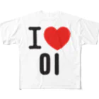 한글팝-ハングルポップ-HANGEUL POP-のI LOVE 이-I LOVE 李・イ- ロゴ フルグラフィックTシャツ