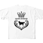 onehappinessのゴールデンレトリバー　crown heart　onehappiness　black All-Over Print T-Shirt