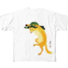 MUGEN ARTの小原古邨　踊る狐　日本の名画アートTシャツ All-Over Print T-Shirt