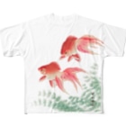 MUGEN ARTの二匹の金魚　小原古邨作品編集　日本のアートTシャツ＆グッズ All-Over Print T-Shirt