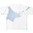 Yanagiya Kosanjiの北海道_TextMap_青色グラデーション All-Over Print T-Shirt