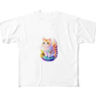 dolphineの上目遣いで見上げるrainbow cute cat All-Over Print T-Shirt