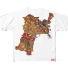 Yanagiya Kosanjiの宮城県_TextMap_木目調 All-Over Print T-Shirt