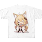 jai-to-anのミコン (Mikon) ver.1 狐の神様、きつね、キツネ フルグラフィックTシャツ