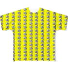 LalaHangeulのタとタとタのストライプ　ハングル子音デザイン　イエロー All-Over Print T-Shirt