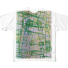 なすこのクレヨンエレベーター、緑と黄色 All-Over Print T-Shirt