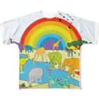 KANAT  LAMHITAのサファリの象たち フルグラフィックTシャツ