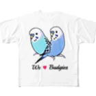 インコ絵描き☆masamiのWe ♡ Budgies (マンガバージョン） All-Over Print T-Shirt