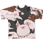 BUTA-CHANsのぶたちゃんず　ぶたまみれイラスト フルグラフィックTシャツ