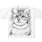 greetenのアート猫　モノクロ　 All-Over Print T-Shirt