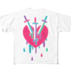 日本どうぶつの会のタロット「THREE of SWORDS.(ソードの３)」フルグラフィックTシャツ フルグラフィックTシャツ