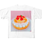 かわいい図鑑パティスリーのプリンセスフルーツタルト フルグラフィックTシャツ