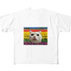 ネコとわたしとそのほかとのカラフルな舌だしネコ All-Over Print T-Shirt