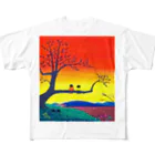 「アートとメルヘンと創作の森グッズ」のアートとメルヘンと創作の森　ノスタルジック　絵画　茜色の空　秋野あかね All-Over Print T-Shirt