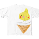 りきまるのルチノーオカメインコのソフトクリーム フルグラフィックTシャツ