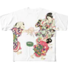 浮世絵ショップ のどぐろ　UKIYOE SHOP NODOGUROの  タコ　明石浦汐干狩図 / Akashiura clam digging All-Over Print T-Shirt