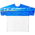 Cafe Lounge & Library pratimākrrm cĥā -ゆるやかな彫刻-のゆるやかな海空〜池間大橋 All-Over Print T-Shirt