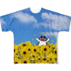 草原で走りたいの真夏のひまわり畑で All-Over Print T-Shirt