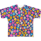 R&N Photographyのシュガースカルのかわいいカラフルなパターンのフィギュア All-Over Print T-Shirt