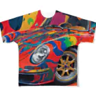 Infiniti_Dreamerのペイントまみれのビンテージ車 フルグラフィックTシャツ