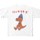 NIKORASU GOのサウナダジャレデザイン「ティラノサウナーズ」 フルグラフィックTシャツ