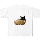 MKPoppp! shopのカゴの中の猫🐈‍⬛ フルグラフィックTシャツ