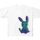 Rabbitflowerのガス欠うさ（ブルー）） All-Over Print T-Shirt