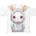 Vasetti_pressのパーカーを着ているうさぎちゃん All-Over Print T-Shirt