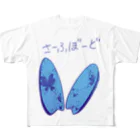 SURF810のサーフボード柄【青系ブルー蝶々】 All-Over Print T-Shirt