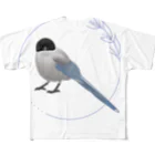 やちよ｜リアル鳥イラストのオナガさん フルグラフィックTシャツ
