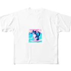たかみーショップのサーフィンネコ フルグラフィックTシャツ