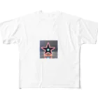 ネオンスターショップのネオンカラーの宇宙に浮かぶ星 フルグラフィックTシャツ
