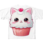 Vasetti_pressのカップケーキの猫ちゃん フルグラフィックTシャツ