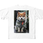 TATAKUKUのおしゃれな犬 フルグラフィックTシャツ