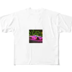 Sophia*のネオンライトのスポーツカー All-Over Print T-Shirt
