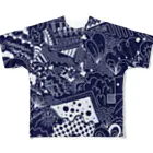 MangMARUのblack and doodle art フルグラフィックTシャツ