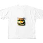 チワワ愛好家ショップの半熟とろけるハンバーグ チーズ愛好家の夢！ フルグラフィックTシャツ