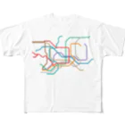 DRIPPEDの東京メトロ路線図-TOKYO METRO-東京地下鉄路線図- フルグラフィックTシャツ