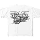 DRIPPEDの東京地下鉄路線図-東京メトロ路線図 ROUTE MAP TOKYO METROPOLITAN AREA-黒ラインバージョン- All-Over Print T-Shirt